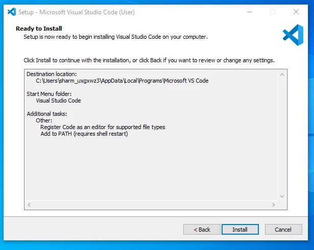 Bullet point 7 in Steps to Install Visual Studio Code on Windows : - VS Code
